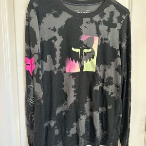 Black Tie-Dye Long Sleeve Shirt with Logo